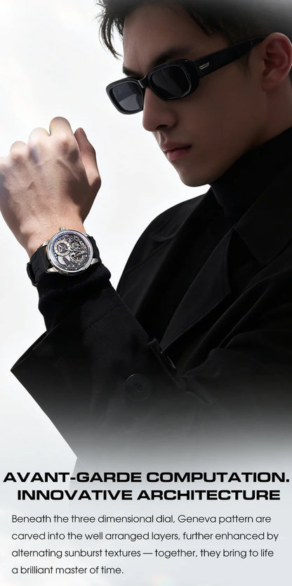 MARK FAIRWHALE Business Automatic Mechanical Watch 46MM Stainless Steel Luxury Men's Watch