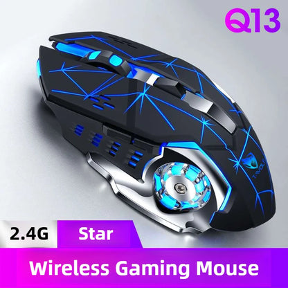 Q13 2.4G Bluetooth Wireless Mouse RGB Backlight DPI Adjustable 6 Keys USB Rechargeable Mechanical E-Sports Mouse for PC Laptop