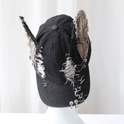 Moda Fete Blugi noi Urechi lungi de iepure Șapcă de baseball în stil cowboy Șapcă cu graffiti Hip Hop pentru femei și bărbați Șapcă de baseball pentru petreceri și echipe