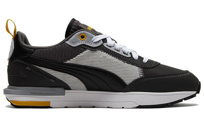 Chaussures de sport basses Puma R22, en tissu et cuir synthétique, double couche de cuir de vache, confortables, style lifestyle, noir et gris, 383834-02
