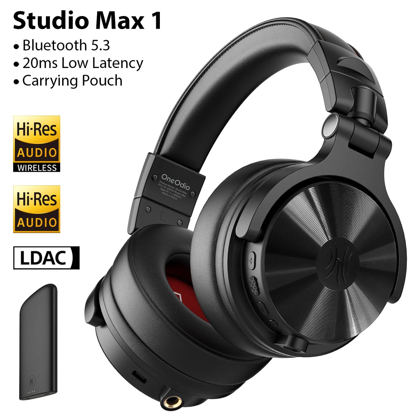 OneOdio Studio Max kabellose DJ-Kopfhörer Bluetooth 6.0 – 9ms ultraniedrige Latenz, Hi-Res LDAC Studio-Monitor-Over-Ear-Headset mit Mikrofon