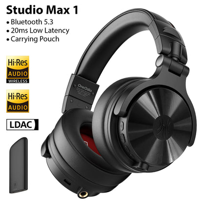OneOdio Studio Max kabellose DJ-Kopfhörer Bluetooth 6.0 – 9ms ultraniedrige Latenz, Hi-Res LDAC Studio-Monitor-Over-Ear-Headset mit Mikrofon