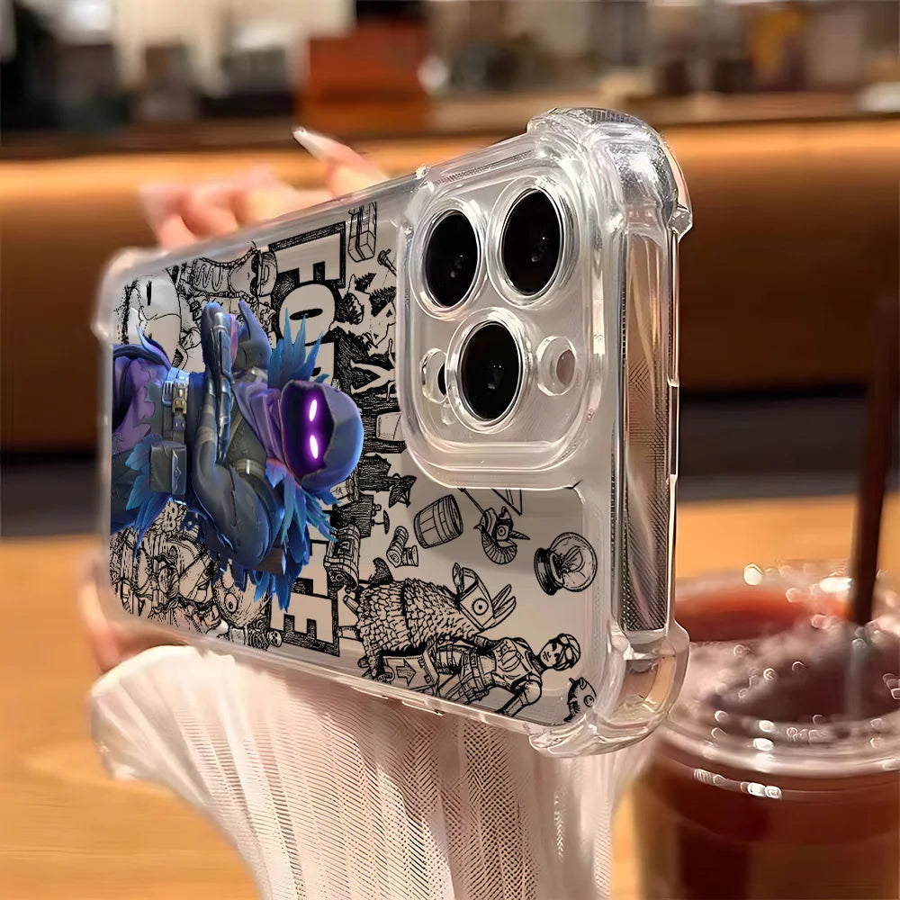 Game Fortnite Phone Case For iPhone 17 16e 16 15 14 13 12 11 Mini Air Pro Max X XR XSMax 7 8 Plus Anti Fall Transparent Cover