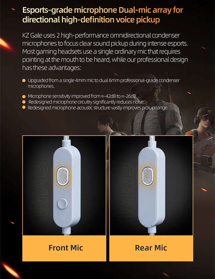 Auricolari IEM da gaming KZ Gale – In-ear monitor HiFi con driver super-lineare e cavo 2 pin rimovibile placcato argento