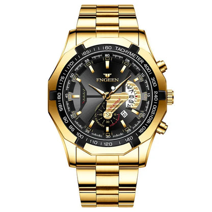 Armbandsur för män, i militär-, casual- eller sportstil, med kvartsverk, från ett prestigefyllt varumärke, helt i stål, vattentätt