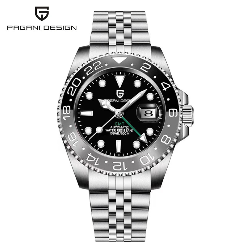 New 1662 PAGANI DESIGN GMT Automatic Watch 40mm Men's Wristwatch Top Brand 100M Waterproof Mechanical Wristwatches for Men Cloc
