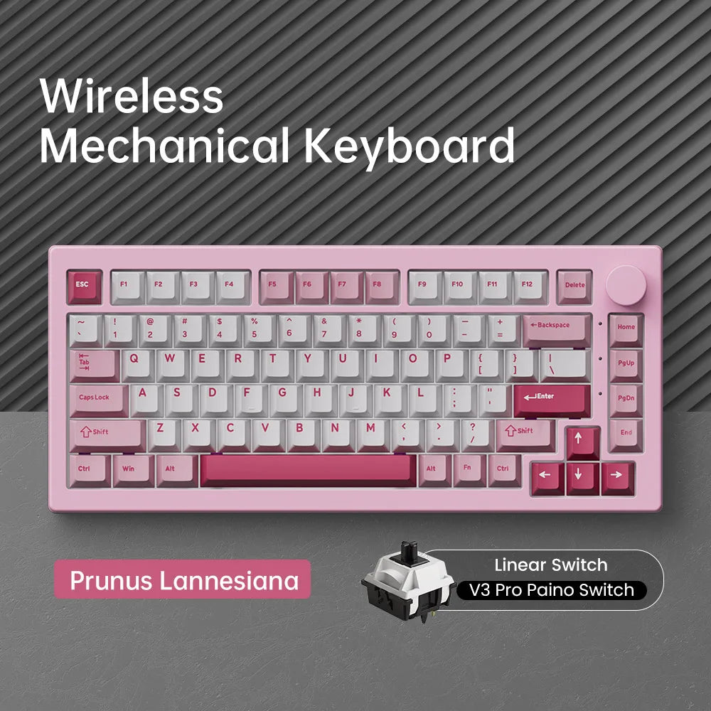 Teclado Akko 5075 V3 75% ANSI-US con rueda de volumen, hot-swappable, RGB, USB Type-C/2.4g y BT5.0, trimodo, teclado mecánico gaming personalizado