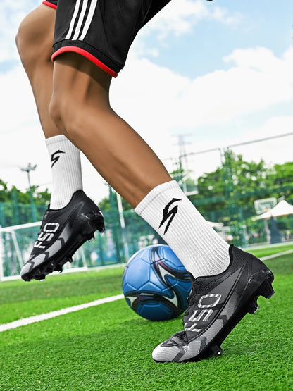 Professional Grass AG /FG Soccer Shoes PU Fabric Integrated Upper TPU Tough Sole Wear Resistant Anti-slip Youth Footwear