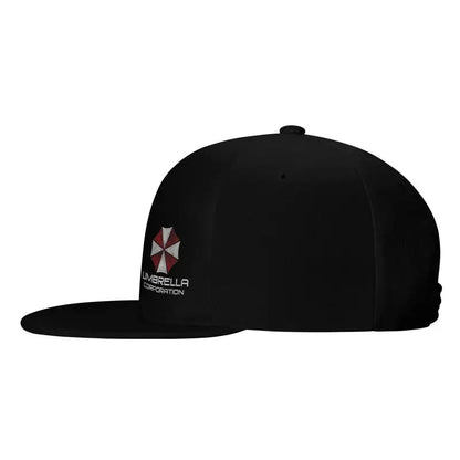 Umbrella Corporation Flat Bill Hats for Men Snapback Skull Hats Black Hat for Teens Boys Skateboard Hats Hip Hop Baseball Cap