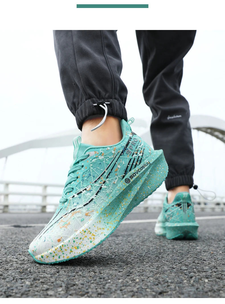 Zapatillas de running para hombre y mujer con placa de carbono, amortiguación para maratón, deportivas, transpirables, ligeras, cómodas y antideslizantes