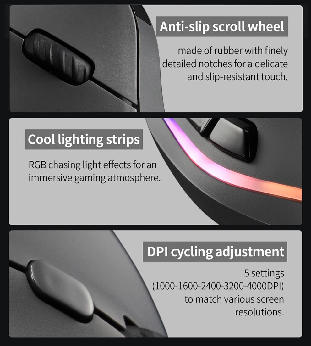 Mouse verticale wireless ricaricabile con display, ergonomico, 6 pulsanti programmabili, gaming per gamer desktop