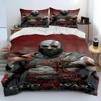 3D Print God Of War Game Gamers Kratos Bedding Set Boys Girls Twin Queen King Size Duvet Cover Pillowcase Bed Boys Adult