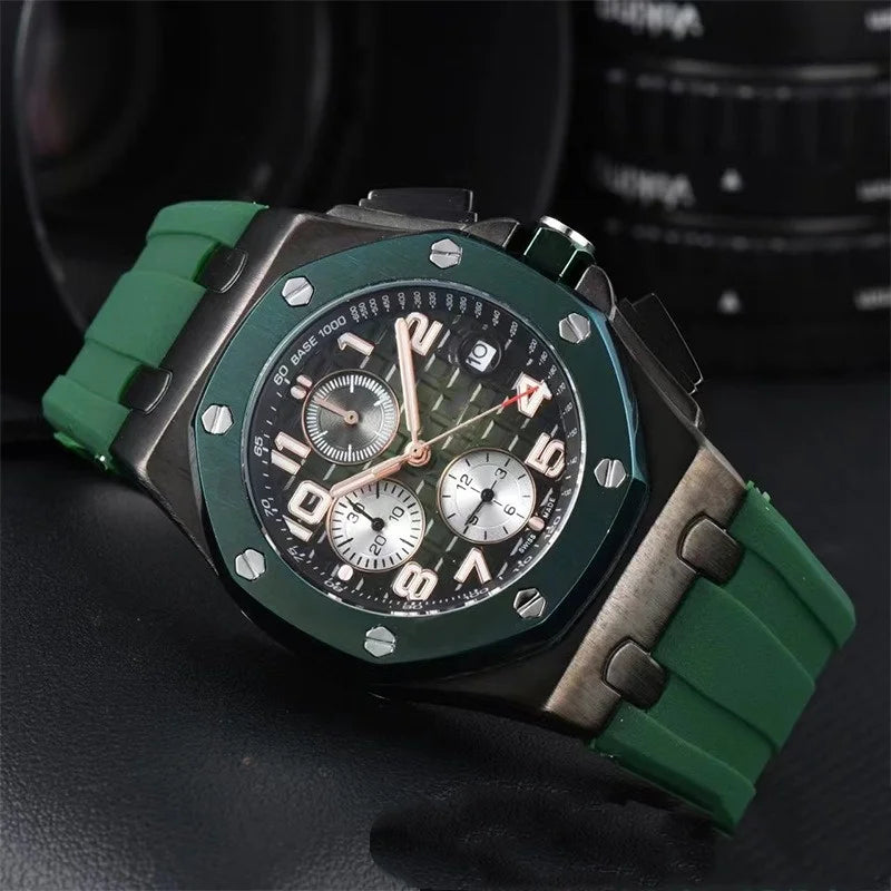 Men's Chronograph Sport Watch Date Display Luxury Chronograph Wristwatch Sport & Business Casual Watch with Rubber Strap