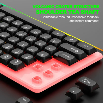 NG GTX350 Set tastiera e mouse gaming per computer e laptop con retroilluminazione, kit gamer LED cablato USB, GTX350 - Nero