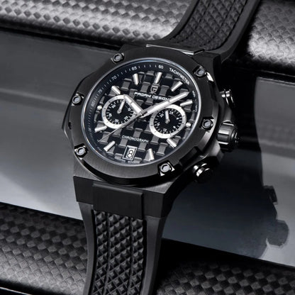 Reloj de cuarzo para hombre PAGANI DESIGN PD-YS032, 44mm, movimiento japonés VK64, caja de acero inoxidable, correa de caucho, cristal de zafiro, resistente al agua 100M