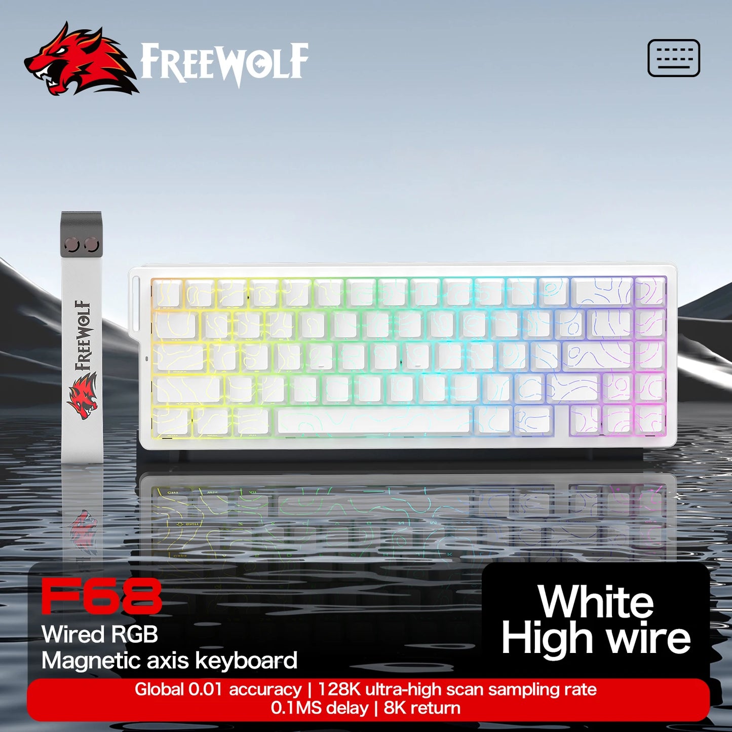 Teclado gaming magnético ATTACK SHARK X68HE X68PRO HE y FREEWOLF F68 con cable F68Pro inalámbrico para gaming profesional, activación rápida de 0.01mm