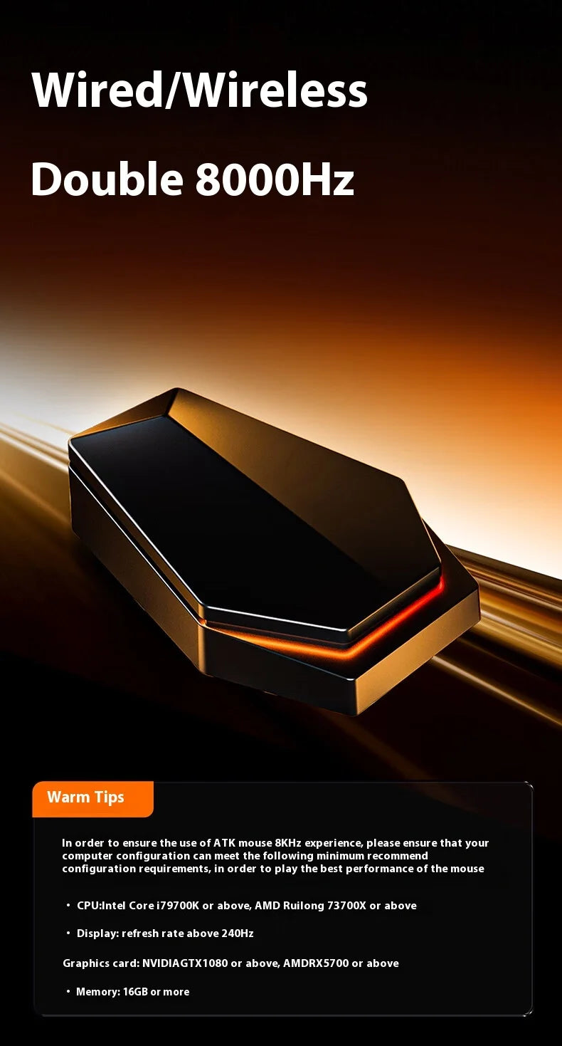 Ratón gaming inalámbrico ATK A9 Ultra Tri Mode 8K 53g ligero A9/A9 SE/A9 Plus/A9 Pro para PC e-sports, regalo personalizado