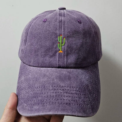 Casquette de baseball vintage souple avec broderie « Mini Cactus » pour homme et femme, effet délavé, pour le sport, la pêche, papa, visière, été, automne, casquette à visière