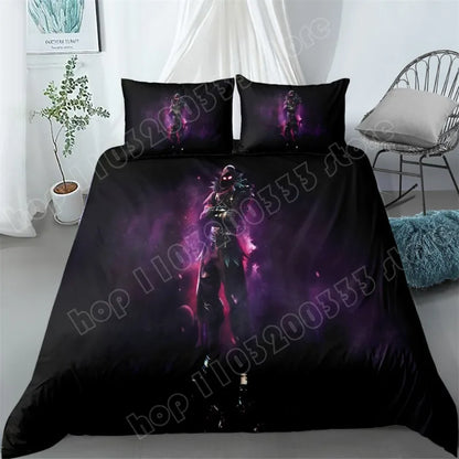 Juego de cama Fortnite de 3 piezas, ropa de cama para dormitorio con estampado 3D, diseño de videojuego y dibujos animados, funda nórdica y funda de almohada decorativas, regalo de cumpleaños