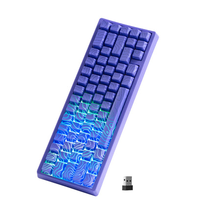 Teclado mecánico inalámbrico XVX M67 JadeStone con teclas IMD-Tech, trimodo, diseño topográfico blanco gamer y estructura gasket