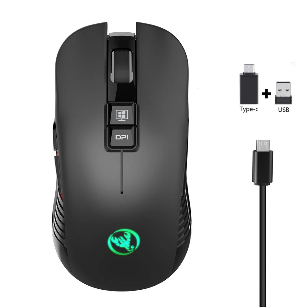 2.4G USB-C brezžična miška, polnilna gaming miška 3600DPI, 7 gumbov, Type-C, tiha miška za Macbook, prenosnik, PC, igre in računalnik