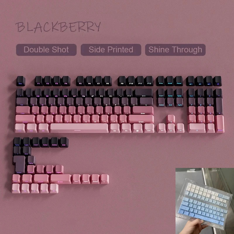 Nuevas teclas para teclado mecánico gaming 60/64/84/98/108 con interruptores MX, 135 teclas OEM PBT con grabado lateral y color degradado rojo y negro