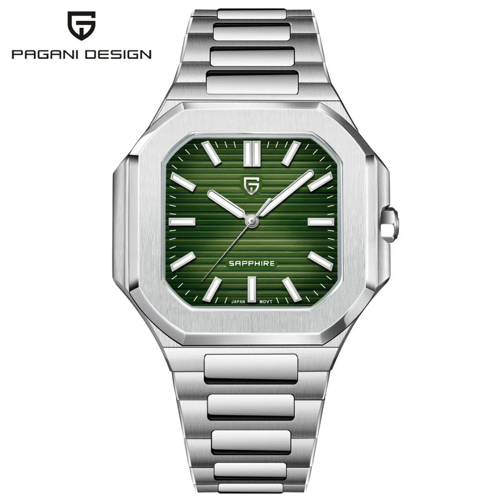 PAGANI DESIGN New V2 Men's Square Quartz Watch Top Luxury Brand Sports Waterproof Sapphire Stainless Steel Quartz Watch