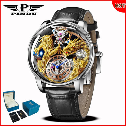 Orologio da uomo PINDU Design 2025 nuovo, Diamond Tourbillon, brand di lusso Astronomia, al quarzo, vetro zaffiro, impermeabile