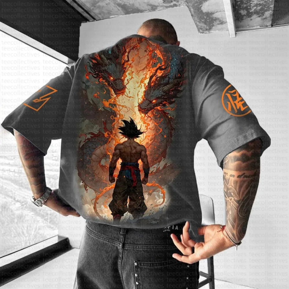 Camiseta de verano 2025 Son Goku Dragon Ball Anime para hombre, estilo Harajuku oversize retro urbano, tops unisex informales holgados de manga corta para mujer
