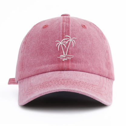 1pc Coconuttree Embroidery Washed Baseball Cap For Adults,Minimalist Retro Style Casual Soft Adjustable Dad Hat, Perfect As Gift