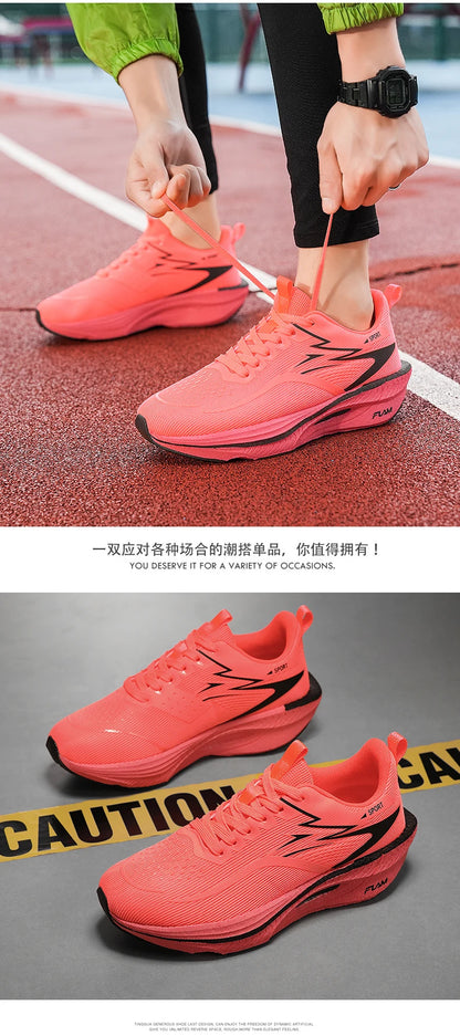 Zapatillas de running nuevas con placa de carbono para maratón, deportivas para hombre, transpirables y ligeras, zapatillas deportivas cómodas antideslizantes para mujer, estilo casual