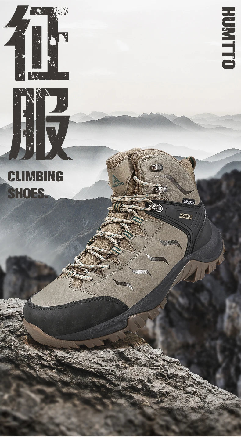 Zapatos de senderismo HUMTTO, botas de caza impermeables para hombre, botas tácticas de combate para desierto hasta el tobillo, botas de trekking para hombre y mujer, zapatillas cálidas de cuero