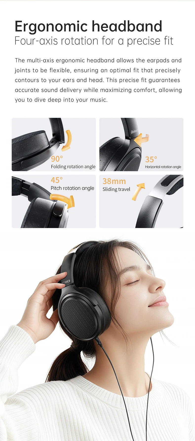 Auriculares audiófilos over-ear magnéticos planares FiiO JT7 – Driver de 95x86mm, headset HiFi con cable de 4.4mm y 3.5mm