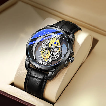 Relógio de pulso para homem TPW – Estilo moderno, modelo «esqueleto» (preto, dourado ou azul), movimento de quartzo (não automático), acessório de luxo, coleção – Venda por grosso