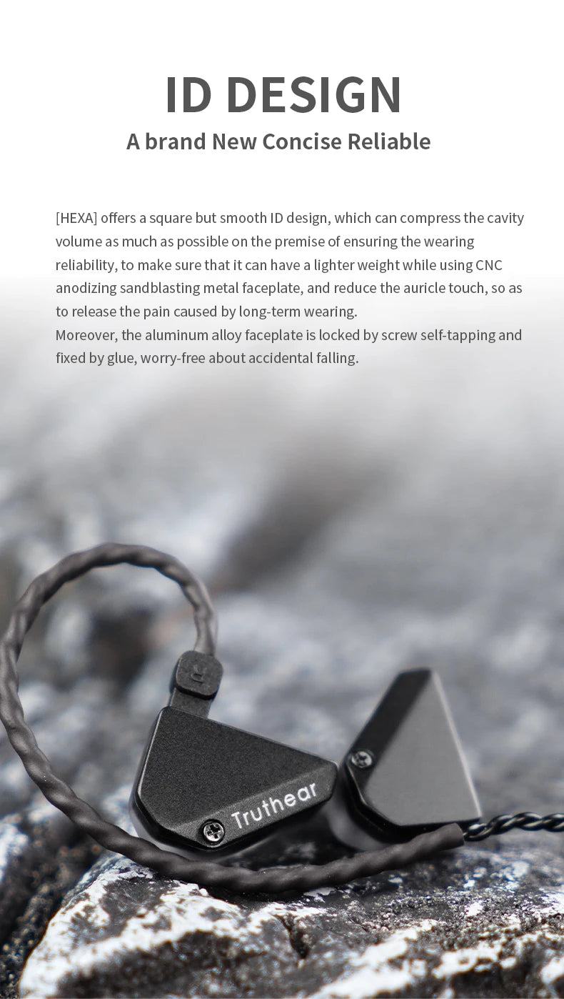 Auricolari cablati ibridi Truthear HEXA 1DD+3BA – Monitor in-ear IEM ad alta fedeltà con cavo placcato argento 0.78 2Pin