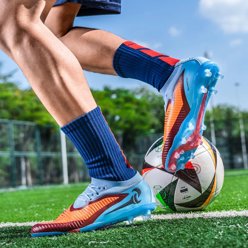 Nouveaux hommes bottes de Football adulte antidérapant Sport de plein air entraînement crampons chaussures de Football garçons longues pointes respirant Match confortable