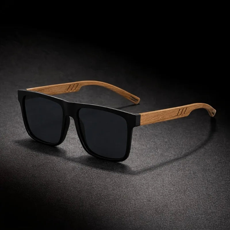 1/2pcs Unisex retro walnut ultra-light glasses, polarized lenses, suitable for daily and formal occasions.