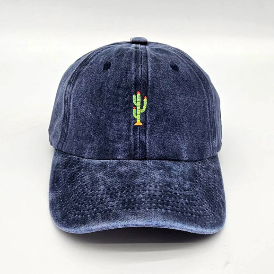 Casquette de baseball vintage souple avec broderie « Mini Cactus » pour homme et femme, effet délavé, pour le sport, la pêche, papa, visière, été, automne, casquette à visière