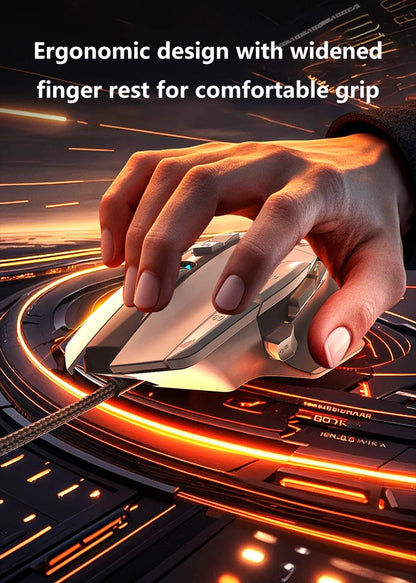 Mouse de gaming wireless ergonomic, reîncărcabil prin USB, Bluetooth, cu senzor optic, programabil, cu conexiune prin cablu, pentru Windows