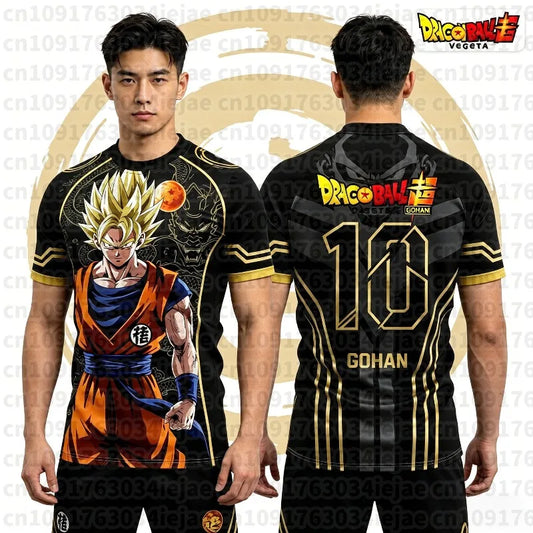 2026 Summer Dragon Ball Retro Fitness T-shirt Men's Oversized 3D Printed Short-sleeved Family Unisex Children's Sports Shirt