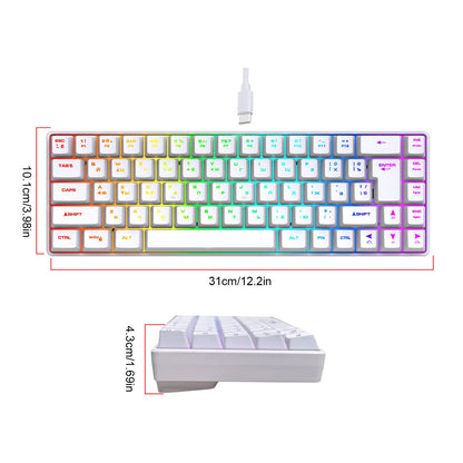 Tastiera meccanica gaming 68 tasti russo-inglese, tastiera bilingue con retroilluminazione RGB per il gaming