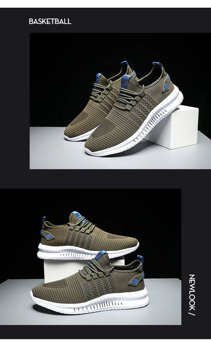 Zapatillas de moda ligeras para hombre, calzado casual transpirable con cordones, zapatos de caminar para hombre, calzado casual de verano