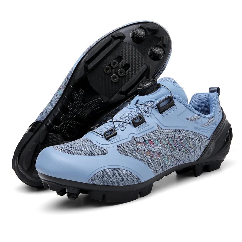 Zapatillas de ciclismo MTB para hombre y mujer T03 moradas, transpirables, de velocidad, con autocierre, para ciclismo de carretera, deporte al aire libre, competición y entrenamiento