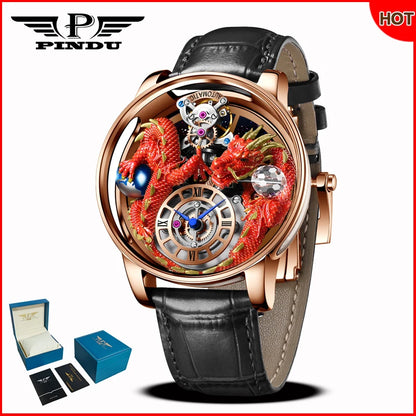 Orologio da uomo PINDU Design 2025 nuovo, Diamond Tourbillon, brand di lusso Astronomia, al quarzo, vetro zaffiro, impermeabile