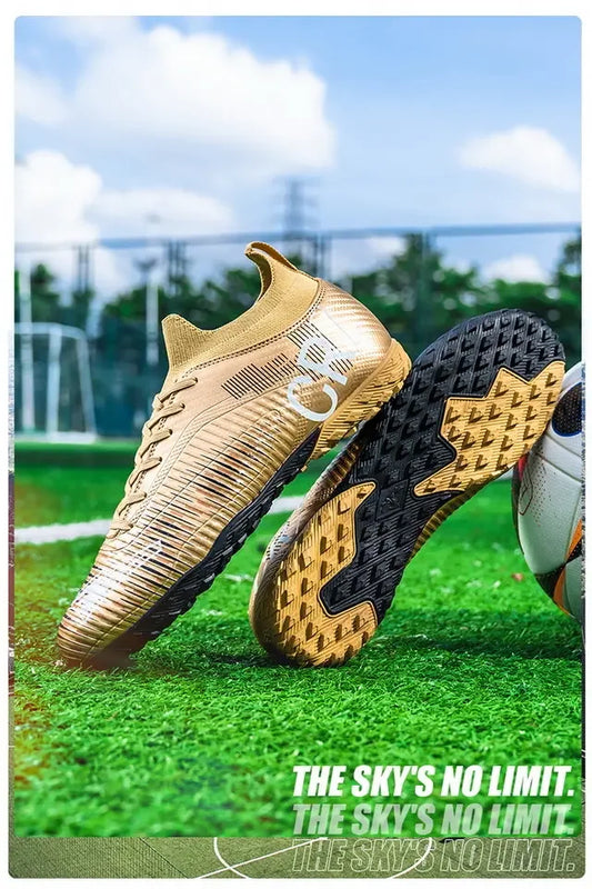 Scarpe da calcio per bambini antiurto sulla punta, chiusura con lacci, tacchetti corti antiscivolo, resistenti all’usura e traspiranti, per partite su erba all’aperto