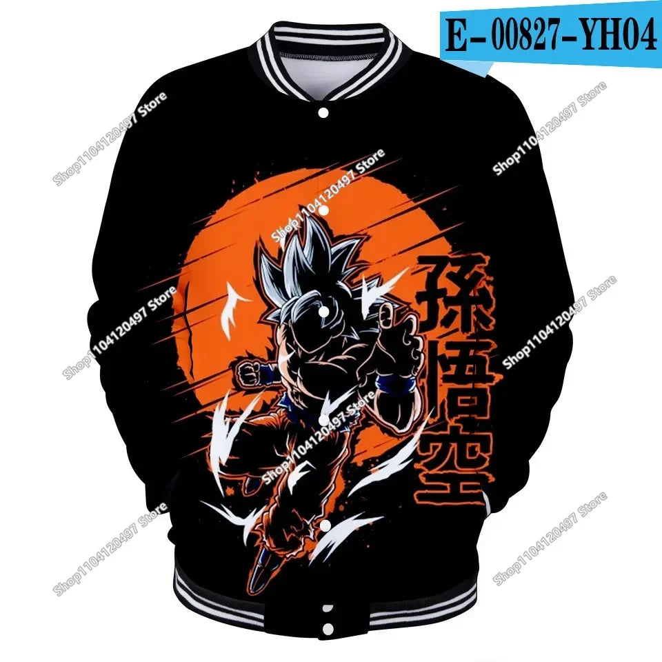 Dragon Ball Goku Kanji Symbol Men Zipper Hoodie Cartoon Japan Anime Women Sweatshirt 2025 New Fashion Children Jackets Coat