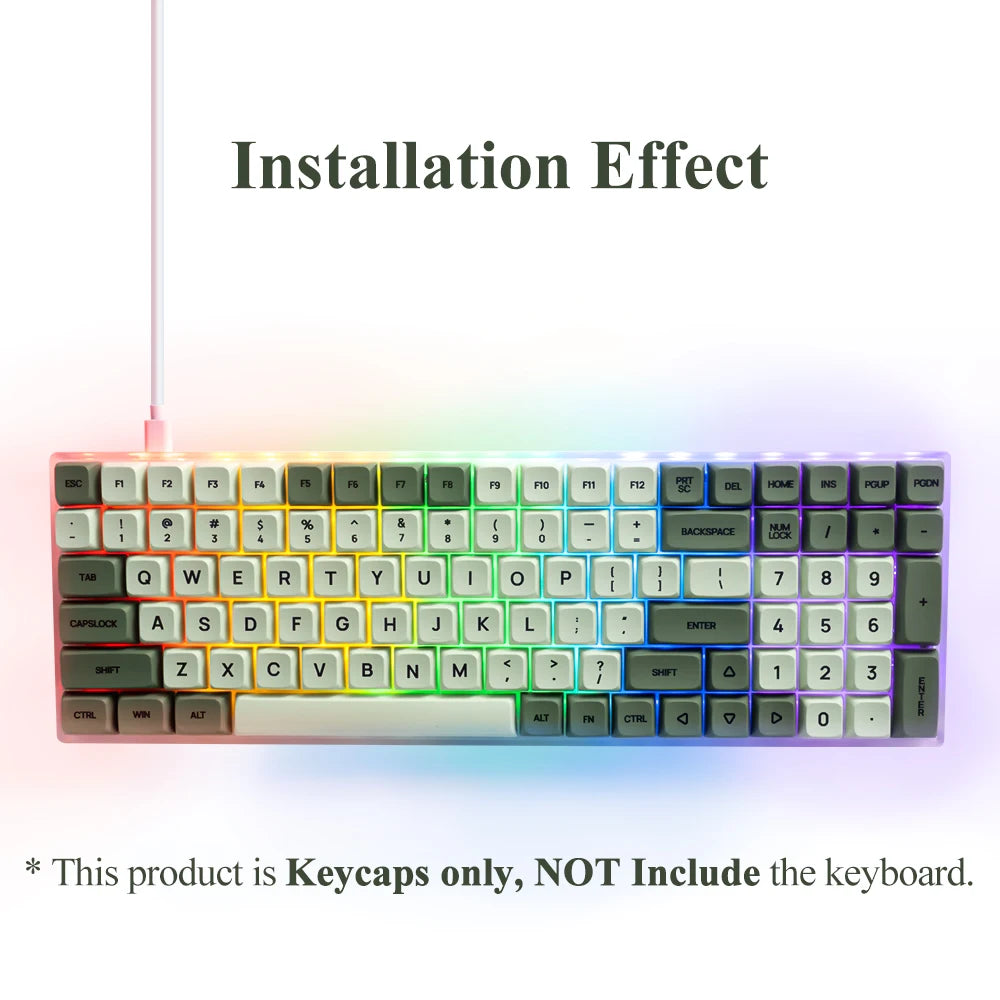 Juego de 125 teclas XDA PBT Matcha Green para teclado mecánico de 61/64/68/75/87/98/104/108 teclas compatible con Cherry/Gateron/Otemu/Kailh