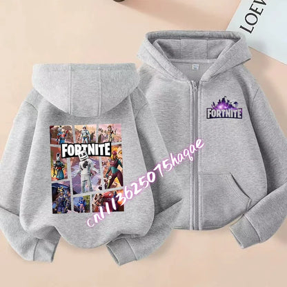Giacca outdoor per bambini Cartoon FORTNITED per bambina e bambino, felpa cappotto, giacca a vento leggera di alta qualità, giacca autunnale con zip, abbigliamento top