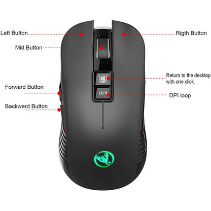 2.4G USB-C brezžična miška, polnilna gaming miška 3600DPI, 7 gumbov, Type-C, tiha miška za Macbook, prenosnik, PC, igre in računalnik