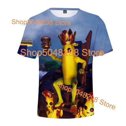T-shirt Fortnite Bushranger per bambini, stampa 3D Banana Peely, T-shirt da uomo e donna, maglietta Battle Royale, top estivo, regalo di compleanno